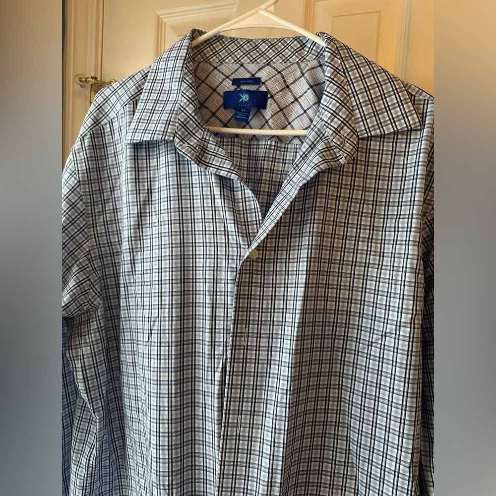 Egara Men's Non Iron Classic Fit Blue LONG SLEEVE Dress Shirt Size XL